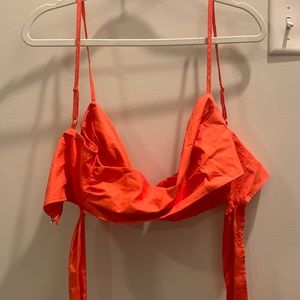 Shein Tie and Zip up Orange Top